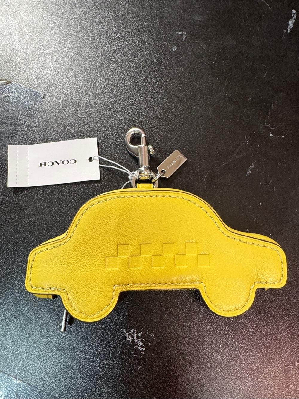 Coach Yellow Taxi Car Coin Pouch Keychain